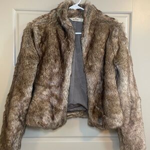 Hollister faux fur jacket, small